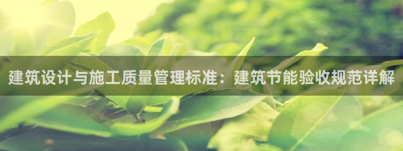 e尊国际app：建筑设计与施工质量管理标准：建筑节能验收规范详解